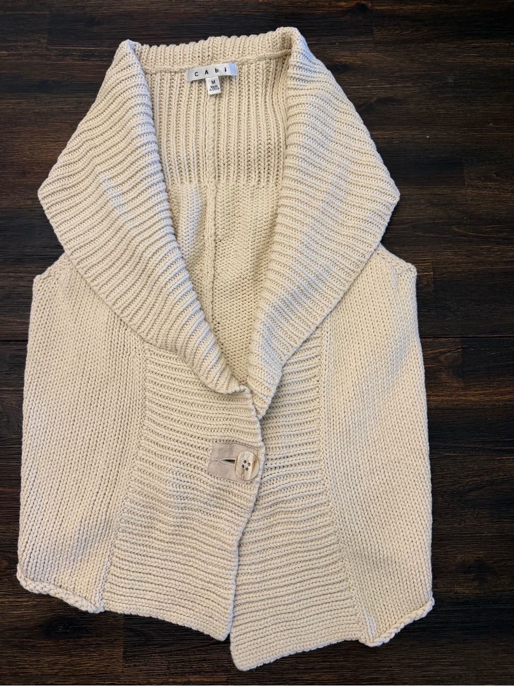 CAbi Cream Shawl-Collar Knit Vest